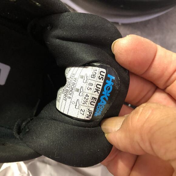 Hoka One One Men's Bondi 8 Black/White Running Shoes 1127952 BWHT Size 10 B - Picture 10 of 12